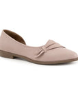 Women's Bueno Birdie leather flat in blush pink with bow detail, crafted from genuine leather for stylish everyday wear.