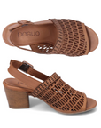 Top and profile view of Cali sandal. Backstrap has adjustable buckle.