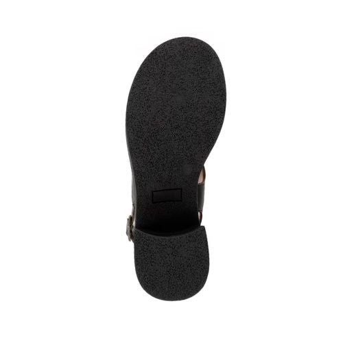 Textured black outsole of Myla heeled sandal.