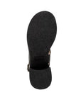 Textured black outsole of Myla heeled sandal.