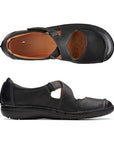 Top and profile view of UNLoop Strap Mary Jane. Toe has asymmetrical apron stitching.