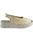 Sandal in giraffe print, yellow slingback strap, beige Cloud logo'd footbed and off-white wedge outsole.