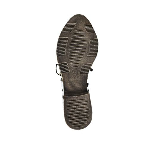 Outsole  of Oxford polka dot shoes. with textured rubber and low heel.