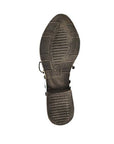 Outsole of Oxford polka dot shoes. with textured rubber and low heel.