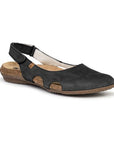 Women's El Naturalista N413 closed-toe leather sandal in black with cork sole and cut-out sides, combining comfort and sustainable fashion.