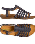 Top and side view of N5056 sandal in Ocean. Footbed is beige with El Naturalista branding.