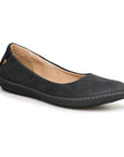 Women's El Naturalista N5300 leather ballet flat in black with memory foam footbed and recycled rubber sole, ideal for all-day comfort.