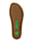 Recycled rubber outsole of backstrap Leather Sandal with textured grip and green El Naturalista logo.