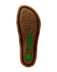 Outsole view of El Naturalista N5817 Closed-Toe Sandal highlighting textured recycled rubber sole with green eco-conscious branding.