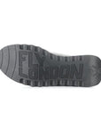 Black lugged outsole with Fly London logo stamped on.