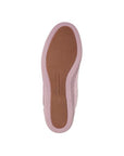 Pink and brown rubber outsole, textured for grip.