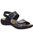 Women's josef seibel Ibiza 12 Sandal in black with adjustable backstrap and cushioned removable footbed for summer-ready comfort and support.