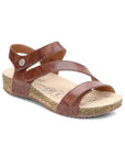 Women's Josef Seibel Tonga 25 Sandal in rich brown leather with ergonomic cork footbed and adjustable straps for a secure fit.