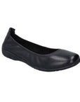 Women's Josef Seibel Fenja 01 Flat in black leather with a rounded toe and cushioned sole, ideal for versatile everyday wear.