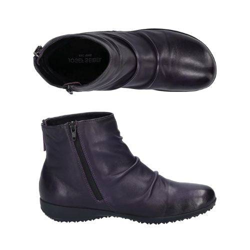 Top and side views of Josef Seibel Naly 61 women's leather ankle boots showing zipper closure and sleek silhouette for everyday wear.