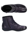 Top and side views of Josef Seibel Naly 61 women's leather ankle boots showing zipper closure and sleek silhouette for everyday wear.