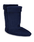 A pair of navy blue boot socks.
