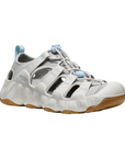 Women's KEEN Hyperport H2 Fisherman Sandal in light grey with white sole, designed for all-day cushioning and durable outdoor wear.