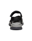 Rear view of black KEEN Rose Fisherman Sandal highlighting the adjustable backstrap and supportive heel design.