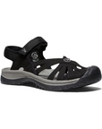 Black KEEN Rose Fisherman Sandal with adjustable backstrap, high-rebound insole, and durable outsole for comfort and versatility.
