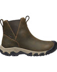 Side view of Women's Keen Greta Chelsea Boot showing durable waterproof leather and slip-resistant outsole for cold, wet conditions.