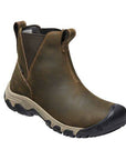 Women's Keen Greta Chelsea Boot in brown leather with waterproof design and rugged sole, ideal for winter wear and outdoor adventures.