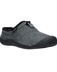 Women's KEEN Howser III Slide Clog in black herringbone fabric, designed for versatile comfort and traction in casual settings.