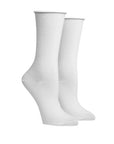 White Women's McGregor non-elastic bamboo socks with roll top cuffs, designed for breathable, soft, and antibacterial everyday wear.