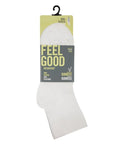 Packaged white Women's McGregor bamboo non-elastic ankle socks with 'Feel Good' label, ideal for comfort and breathability in daily use.