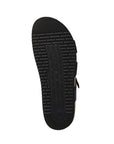 Outsole view of navy Mephisto Hannel women's sandal with durable, patterned rubber sole for enhanced traction and everyday wearability.