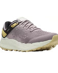 Women's Merrell Antora 4 waterproof sneaker in lavender with breathable mesh and durable sole for vegan trail running performance.