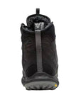 Rear view of Women Merrell Antora 3 Thermo Sneaker Boot highlighting pull tab and padded collar for easy wear.