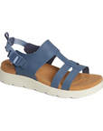 Women's Merrell Fleur Backstrap Sandal in navy blue featuring a supportive backstrap and contoured footbed, perfect for all-day walking comfort.