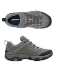 Top and side views of Women's Merrell Moab 3 WP Sneakers showcasing lace-up design, breathable mesh, and durable sole for trail performance.