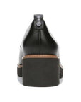 Rear view of Women's Naturalizer Darry Loafer showcasing the black leather upper and block heel with pull tab detail.