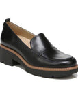 Women's Naturalizer Darry Loafer in black leather with a chunky lug sole and slip-on design, perfect for casual or workwear style.