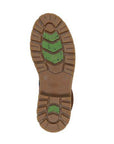 Outsole of Remonte D0B80 winter boot with ice gripping green rubber inserts for enhanced traction on icy surfaces.