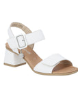 Women's Remonte D1K51 leather sling-back heel in white with block heel and adjustable strap, ideal for stylish comfort in summer wear.