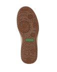 Brown deep treaded outsole with green Remonte logo stamped in middle.
