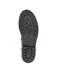 Close-up of the durable rubber outsole on the Remonte D8483 women's lace-up ankle boot, designed for traction in winter conditions.