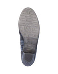 Outsole view of Women's Remonte D8797 heeled ankle boot featuring Remonte branding and non-slip tread for added grip.