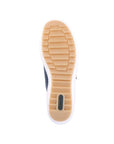 Tan treaded outsole with green Remonte logo on heel.