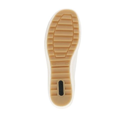 Outsole view of Women's Remonte R1432 Lace-Up Sneaker highlighting the textured rubber sole for traction and all-day walking support.