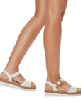 Model wearing Women's Remonte D0Q52 Backstrap Sandal, highlighting its chic design, ankle support, and lightweight comfort for daily wear.