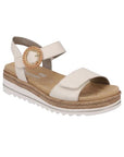 Women's Remonte D0Q52 Backstrap Sandal in beige with Velcro straps and cushioned footbed for all-day comfort and durability.