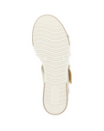Outsole view of gold Remonte D1P50 Platform Wedge sandal showing textured rubber sole for enhanced grip and durability.