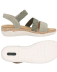 Side and sole view of Women's Remonte R6861 Backstrap Sandal showing durable outsole and removable footbed for all-day wear.