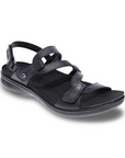 Women's Revere Emerald Leather Sandal in black with orthotic support and adjustable backstrap, ideal for stylish all-day comfort.