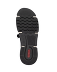 Black wave treaded outsole with red Reiker logo on heel.