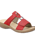 Red Rieker 60885 Slide Summer Sandals for women with soft lining, Velcro closure, and lightweight construction.